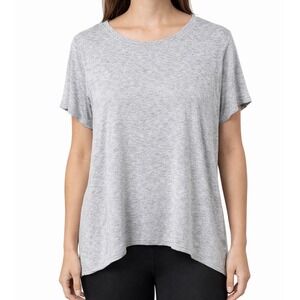 Athleta Heather Grey Short Sleeve Vented Back Tunic Tee Shirt Women's M Athletic
